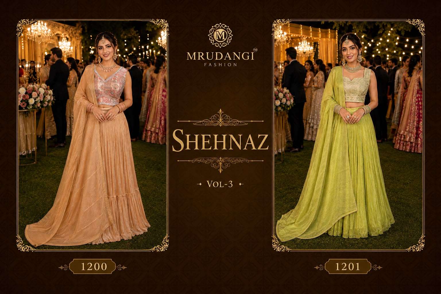MRUDANGI SHEHNAZ VOL-3 Premium Tissue Viscose Lehenga