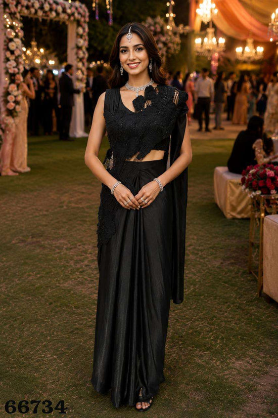 MRUDANGI SHYAMA Satin Crush Saree - Amrah Wholesale