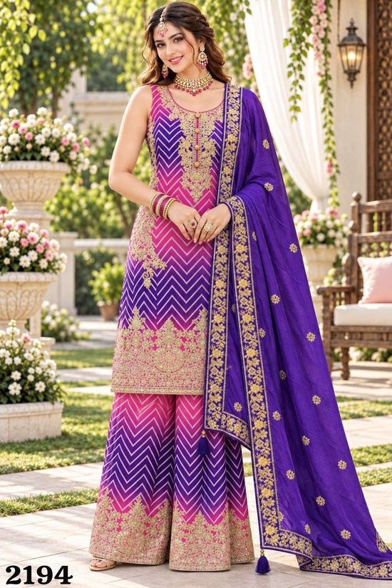 Mrudangi Taiba Chinon Embroidery Premium Stitched Palazzo Suit Set