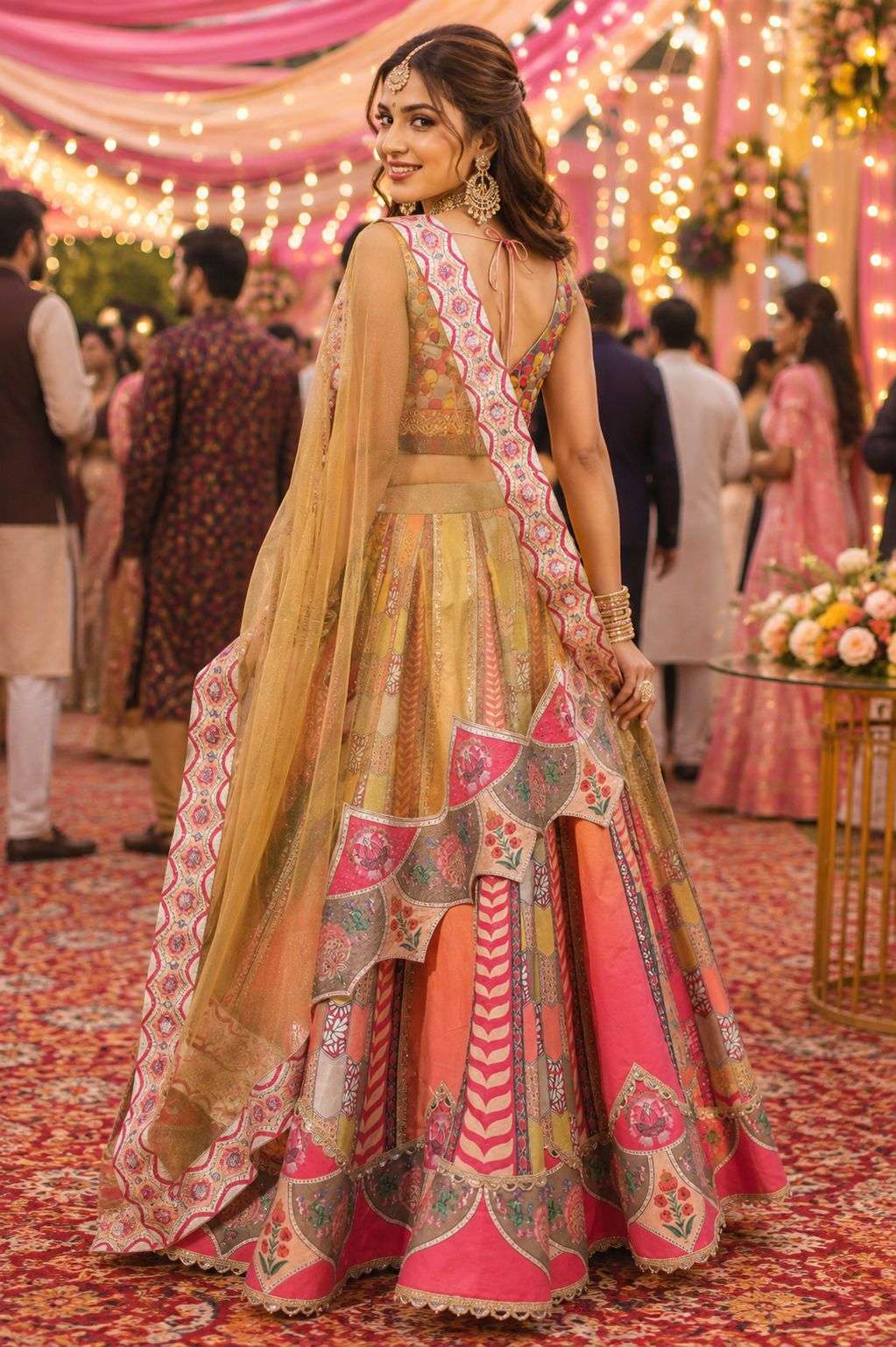 Mrudangi Takshvi Tissue Gold Embroidery Hand Work Lehenga - Amrah Wholesale