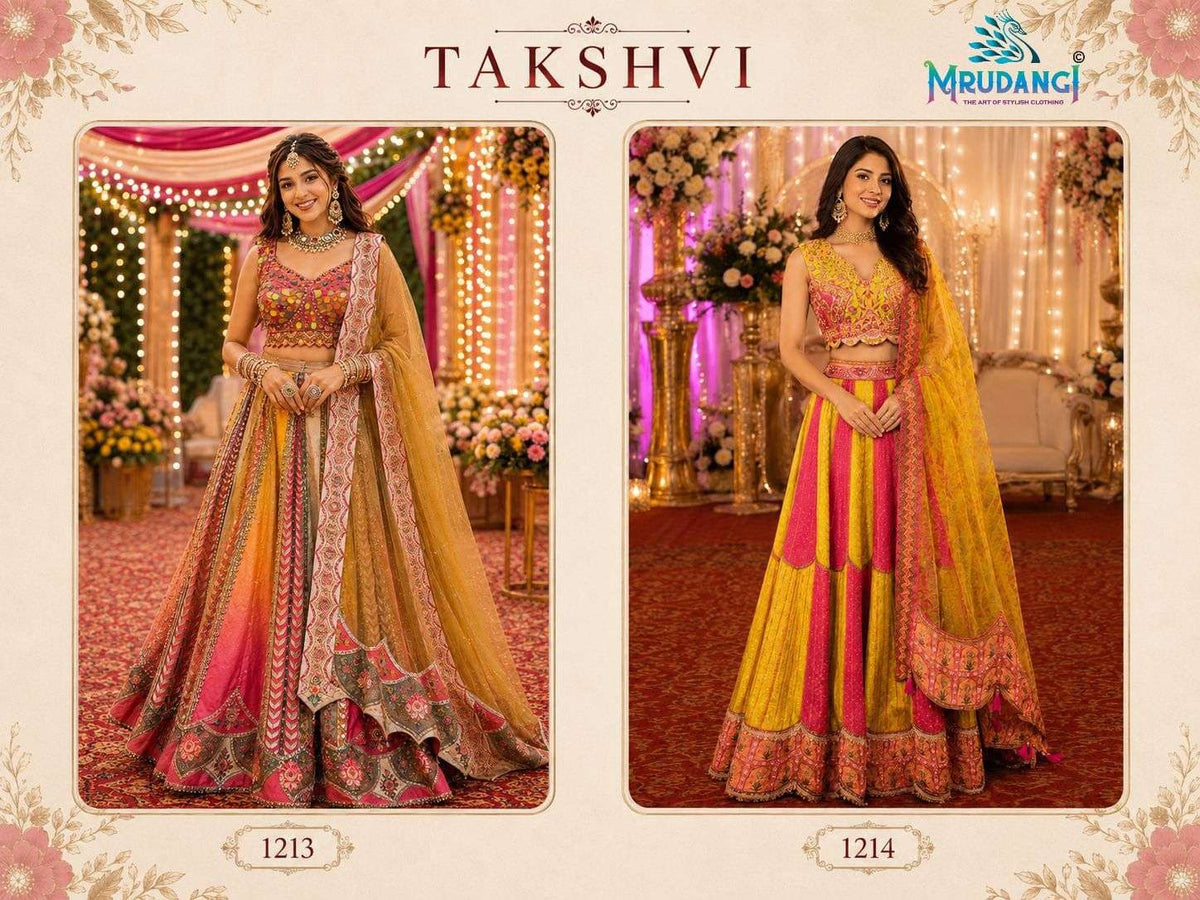 Mrudangi Takshvi Tissue Gold Embroidery Hand Work Lehenga - Amrah Wholesale