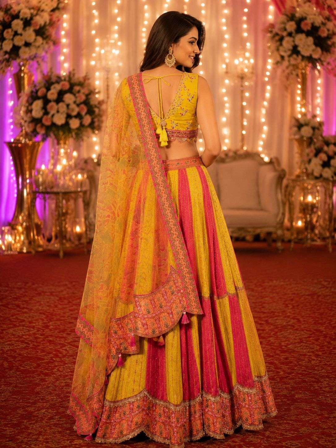 Mrudangi Takshvi Tissue Gold Embroidery Hand Work Lehenga - Amrah Wholesale