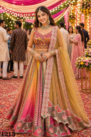 Mrudangi Takshvi Tissue Gold Embroidery Hand Work Lehenga