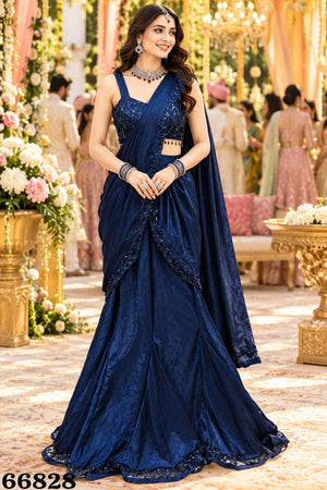 Mrudangi Tejashvi Satin Crush Ready To Wear Saree