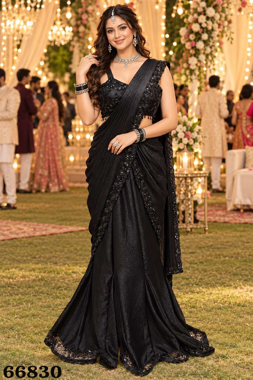 Mrudangi Tejashvi Satin Crush Ready To Wear Saree