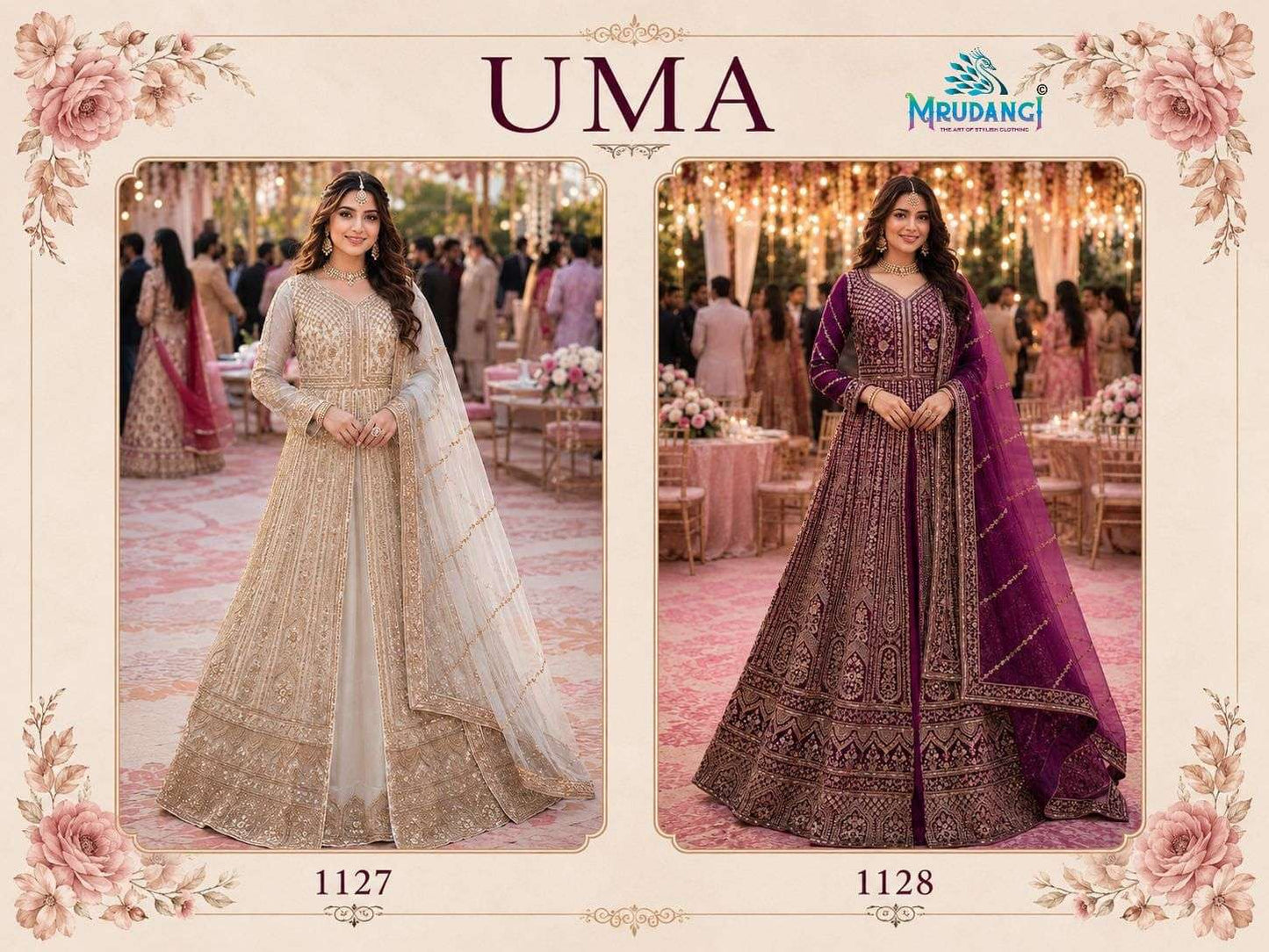 MRUDANGI UMA Premium Net Embroidered Stitched Anarkali Dress