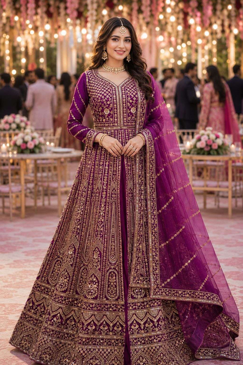 MRUDANGI UMA Premium Net Embroidered Stitched Anarkali Dress - Amrah Wholesale