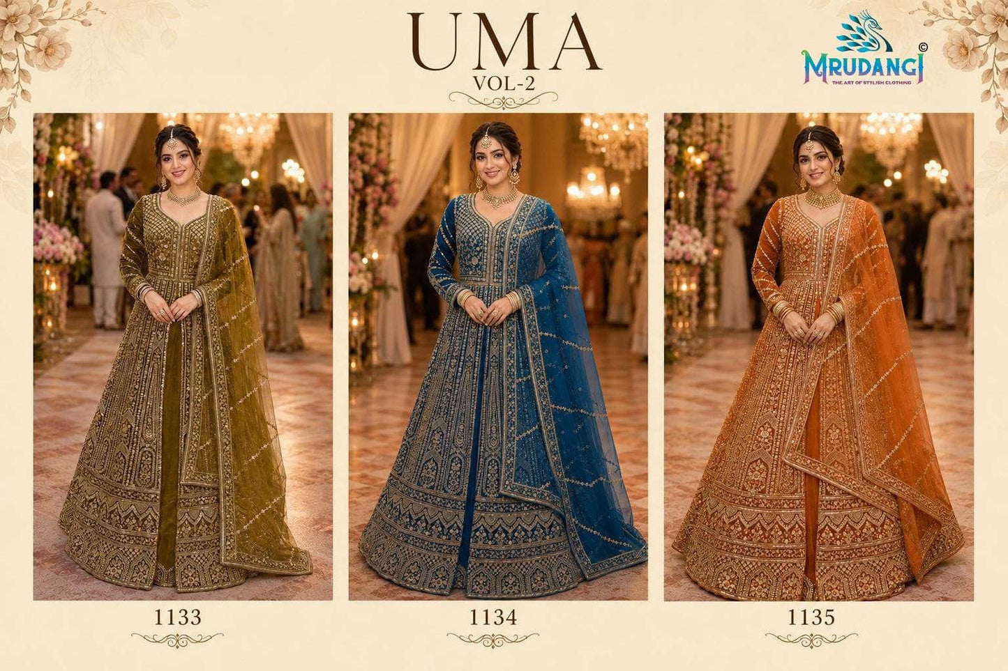 MRUDANGI UMA VOL-2 Premium Net Embroidered Sequins Stitched Lehenga