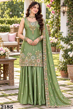 Mrudangi Varina Viscose Tissue Embroidery Salwar Suit Set