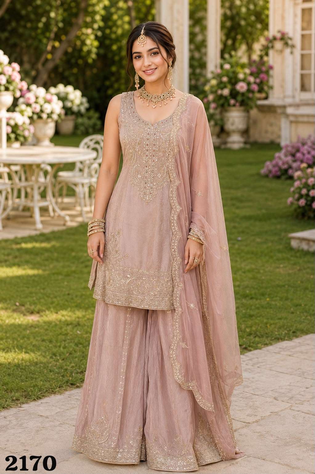 MRUDANGI VERONICA Simmer Silk Embroidered Suit Set