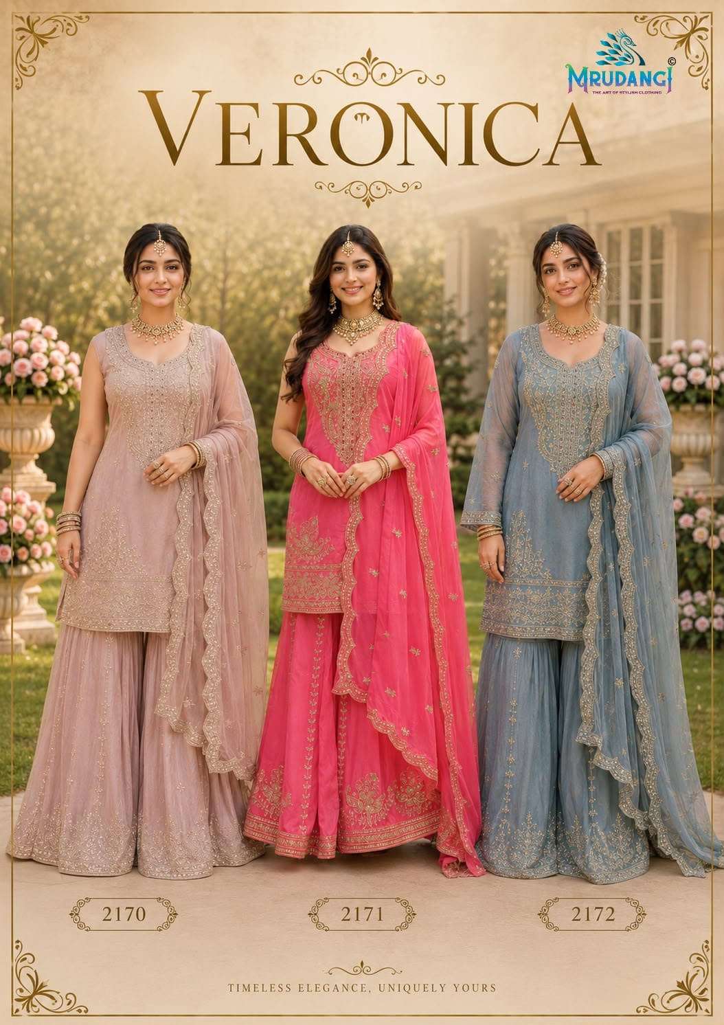 MRUDANGI VERONICA Simmer Silk Embroidered Suit Set