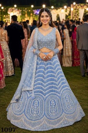 MRUDANGI VILOSHNI Premium Net Embroidered Lehenga - Amrah Wholesale