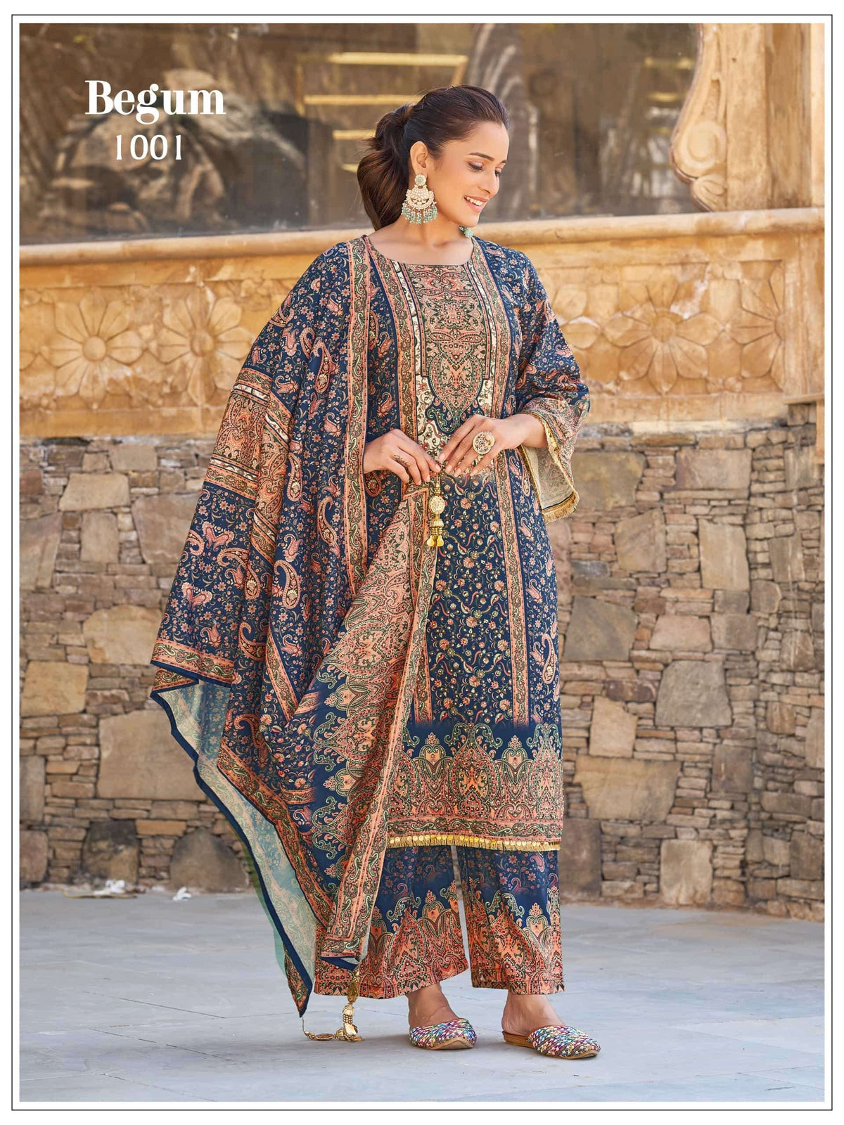 Mukesh Begum Satin Printed Ready to Wear Pakistani Suit Set
