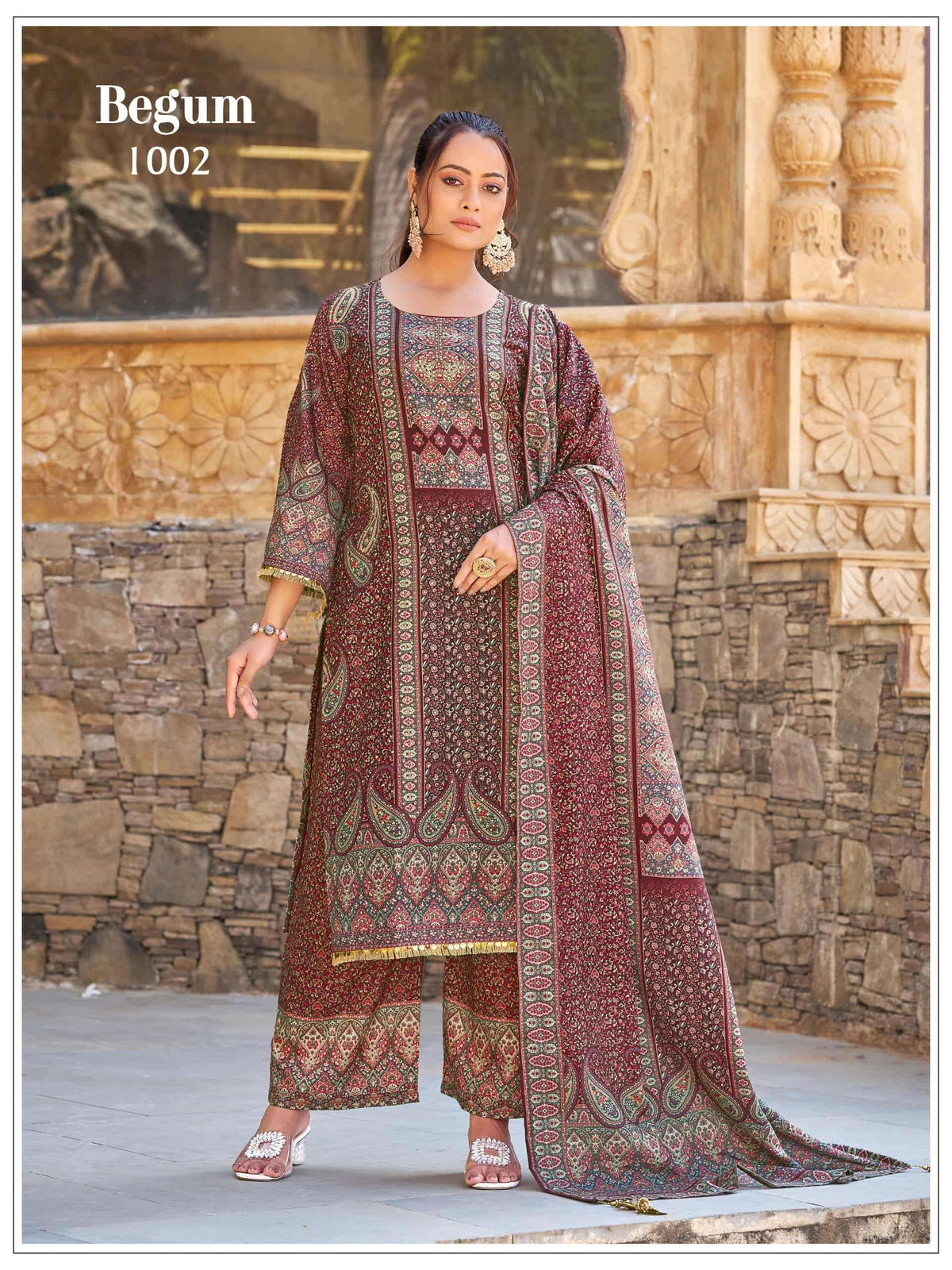 Mukesh Begum Satin Printed Ready to Wear Pakistani Suit Set