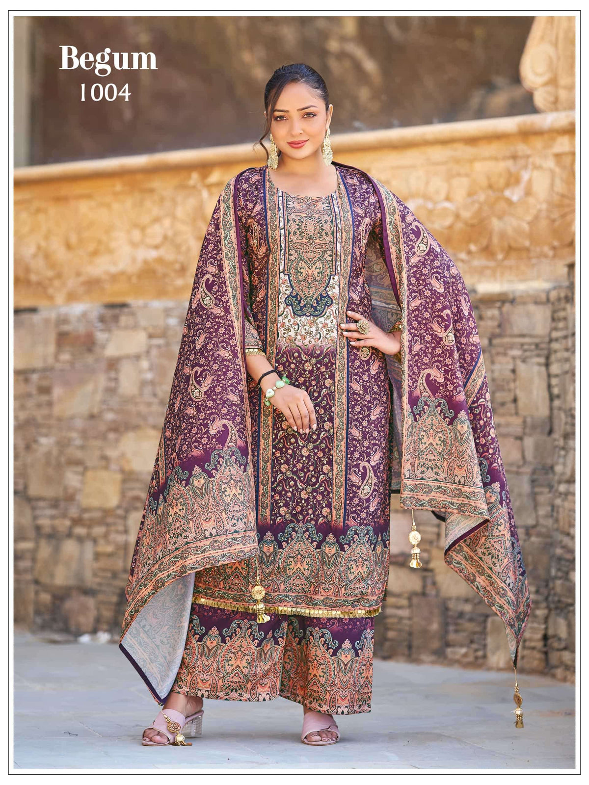 Mukesh Begum Satin Printed Ready to Wear Pakistani Suit Set