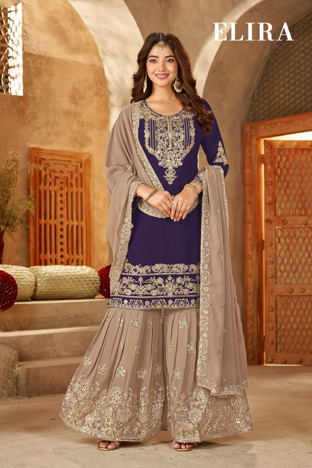 MUKESH ELIRA Blooming Georgette Embroidered Dress Set - Amrah Wholesale