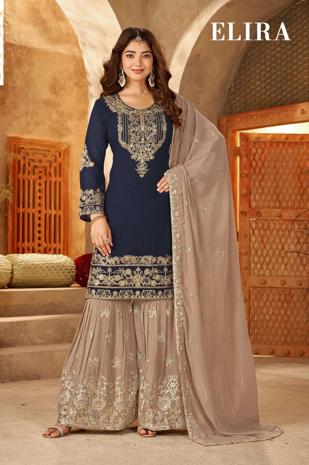 MUKESH ELIRA Blooming Georgette Embroidered Dress Set - Amrah Wholesale