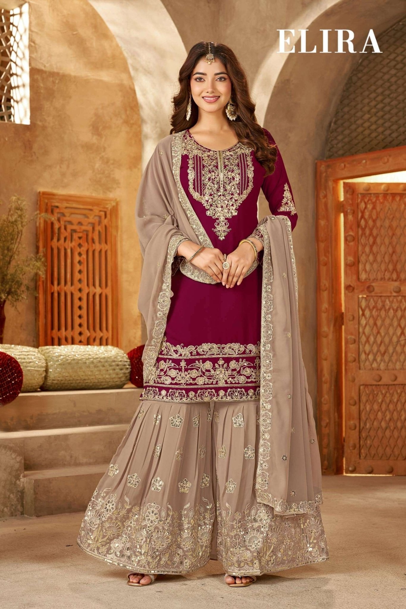 MUKESH ELIRA Blooming Georgette Embroidered Dress Set - Amrah Wholesale