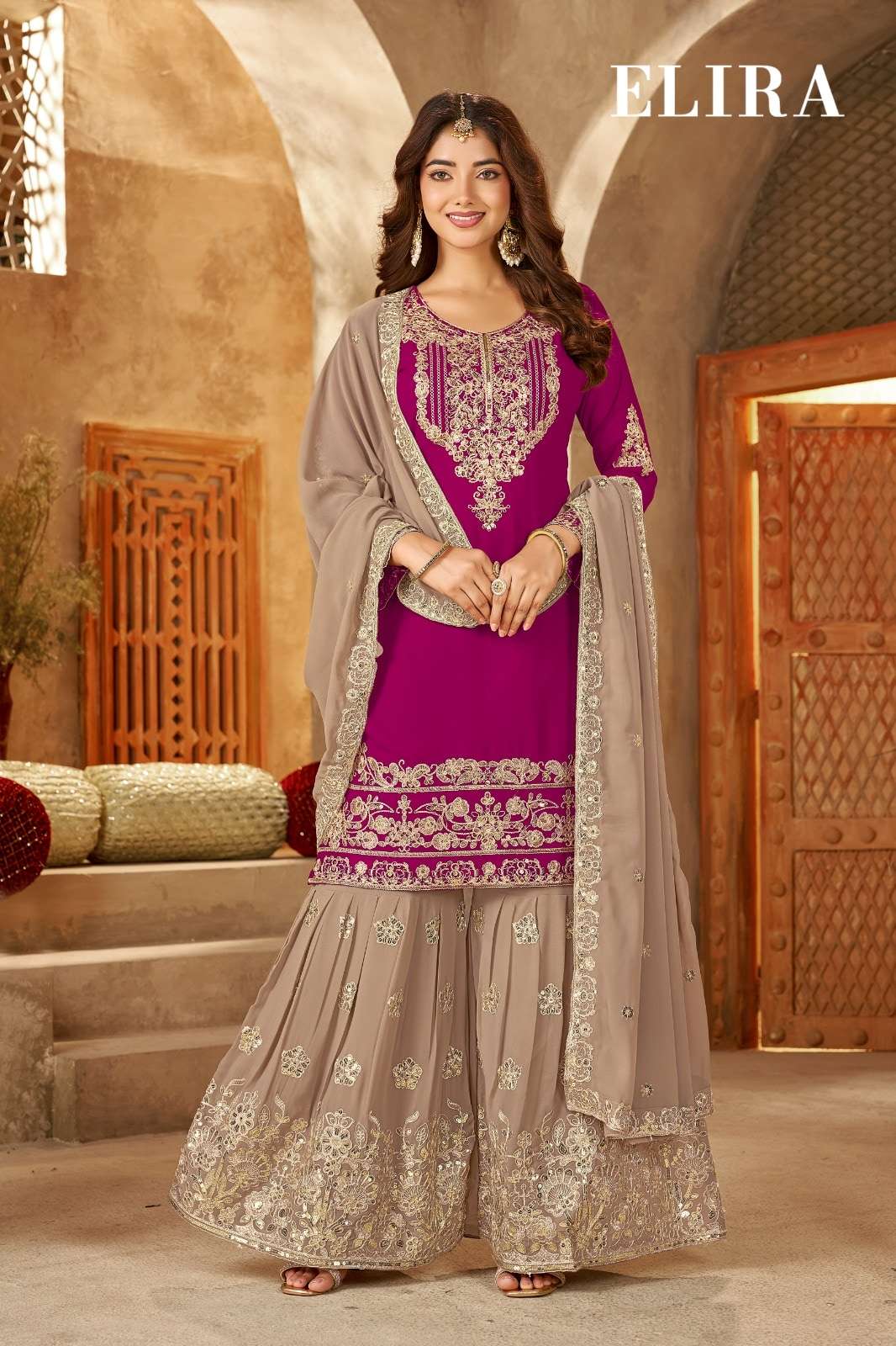 MUKESH ELIRA Blooming Georgette Embroidered Dress Set - Amrah Wholesale