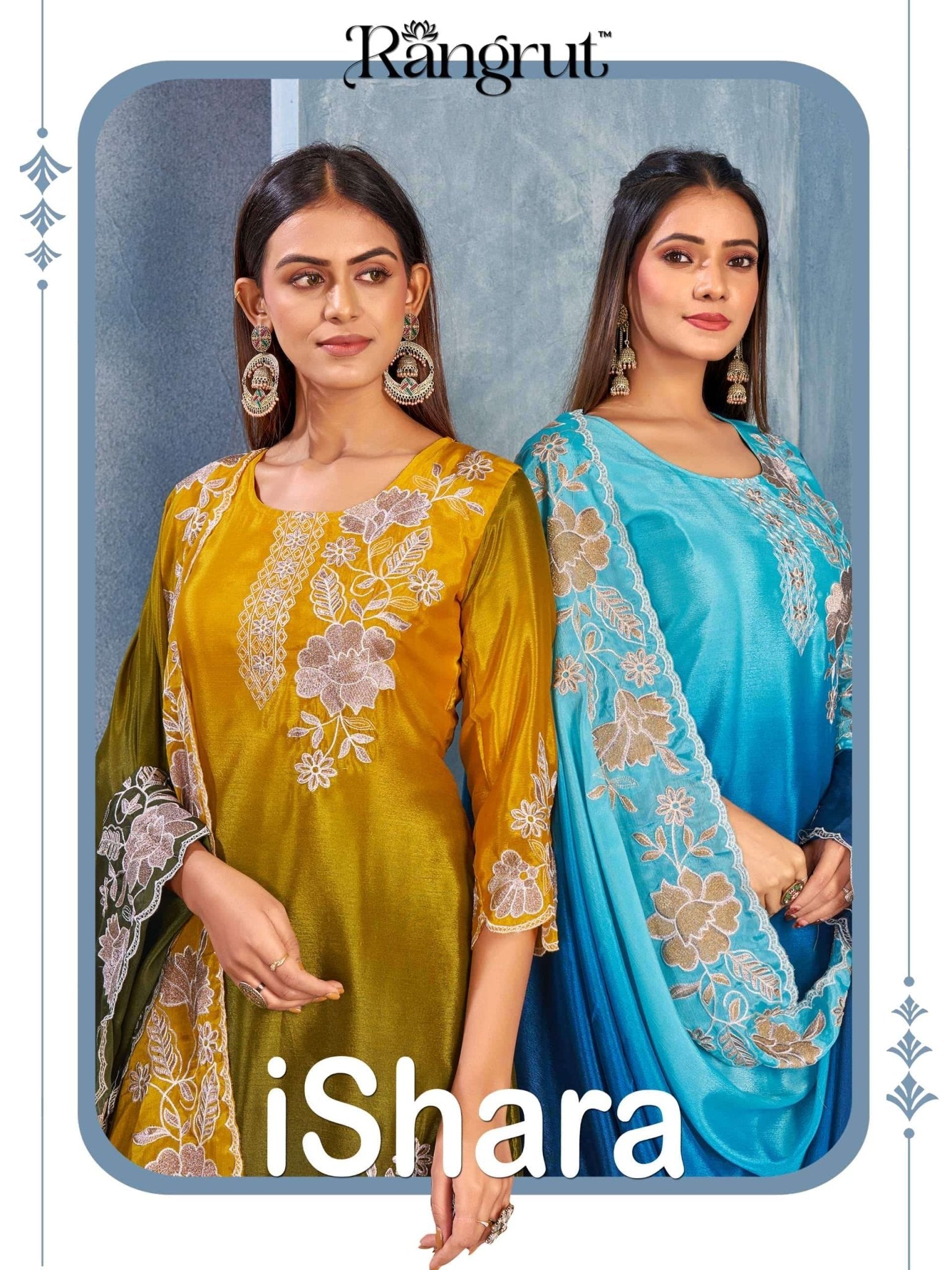 MUKESH ISHARA Chinon Embroidered Dress Set - Amrah Wholesale