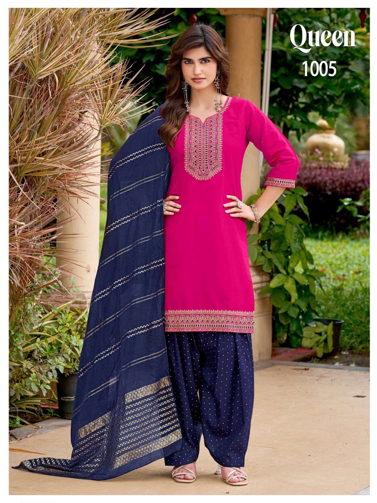 MUKESH QUEEN Vertican Heavy Embroidered Dress Set - Amrah Wholesale