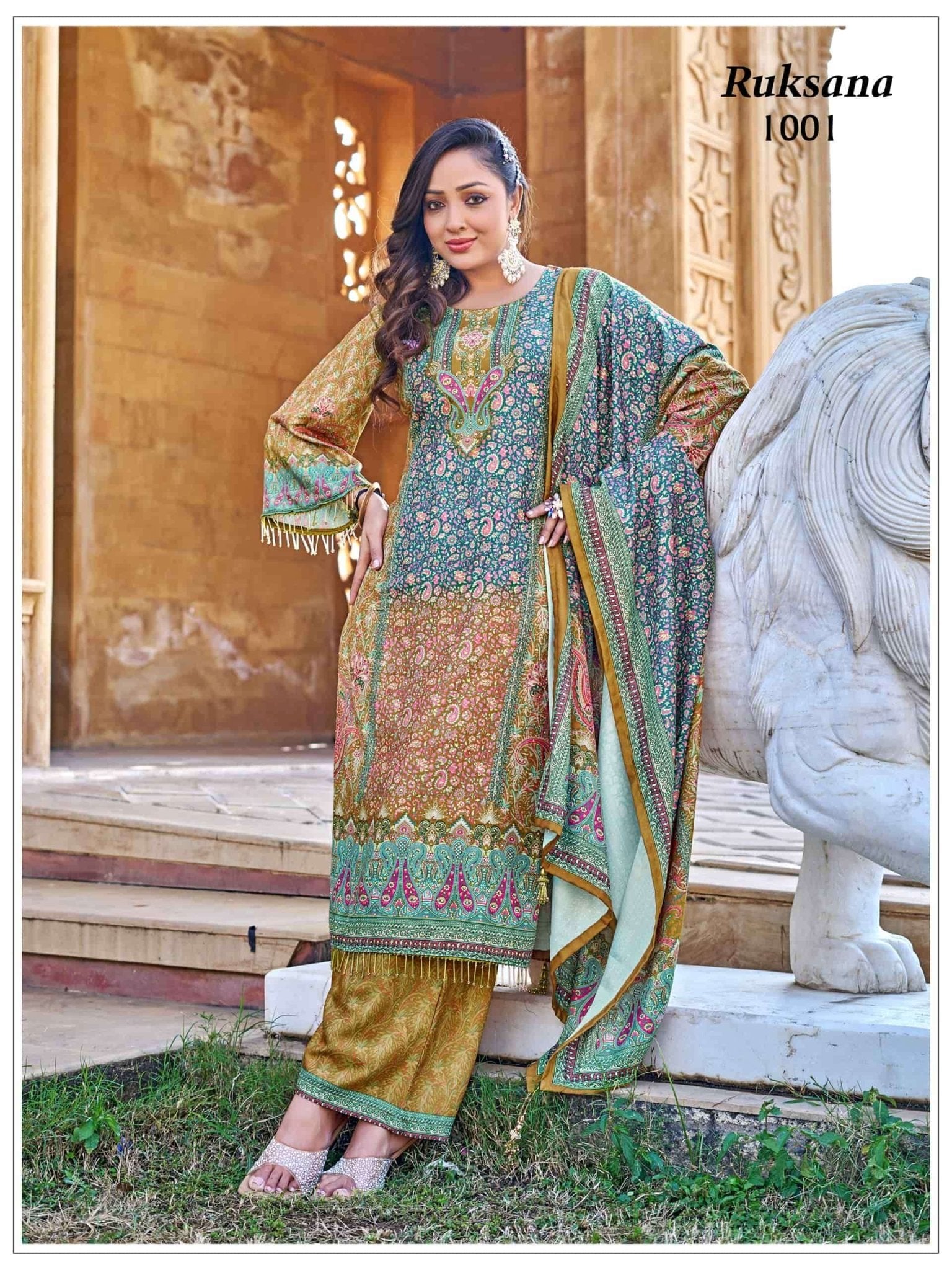 Mukesh Ruksana Jaam Satin Embroidered Salwar Suit Set - Amrah Wholesale