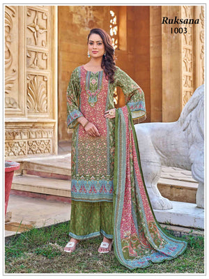 Mukesh Ruksana Jaam Satin Embroidered Salwar Suit Set