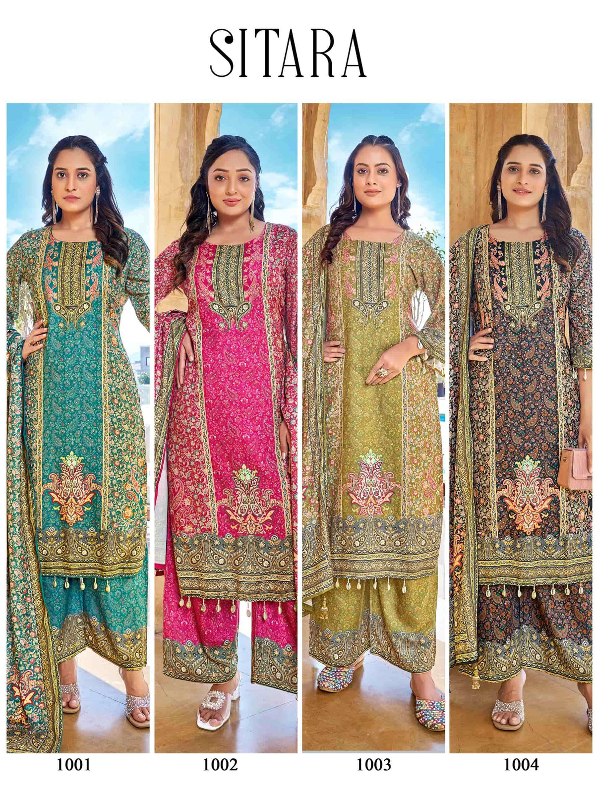 Mukesh Sitara Satin Stitched Printed Salwar Suit Set