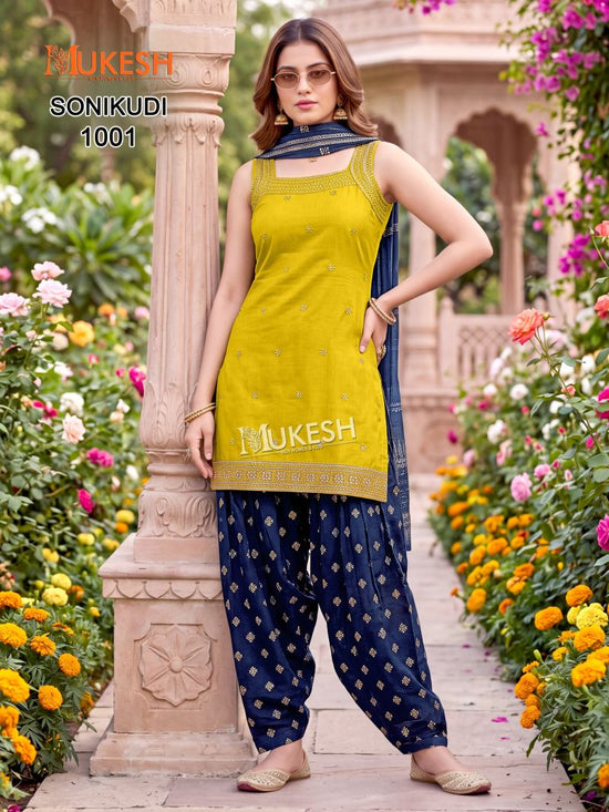Mukesh Sonikudi Vertican Embroidered Stitched Salwar Suit Set