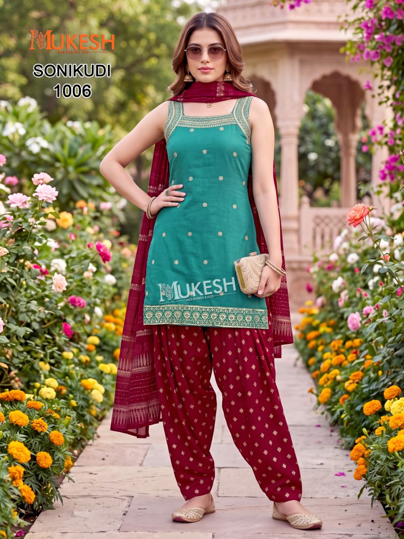 Mukesh Sonikudi Vertican Embroidered Stitched Salwar Suit Set