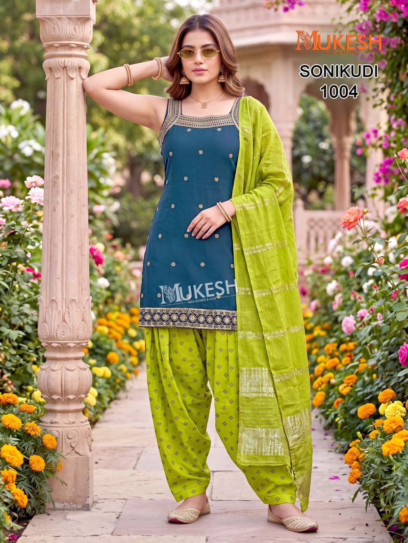 Mukesh Sonikudi Vertican Embroidered Stitched Salwar Suit Set