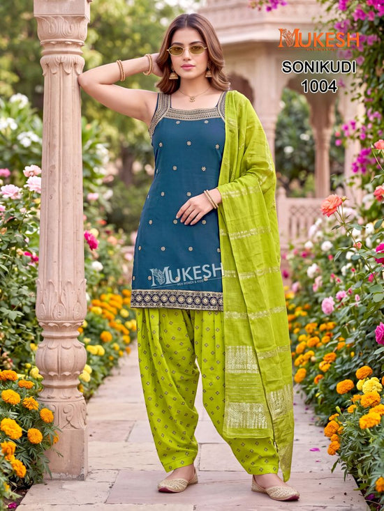 Mukesh Sonikudi Vertican Embroidered Stitched Salwar Suit Set