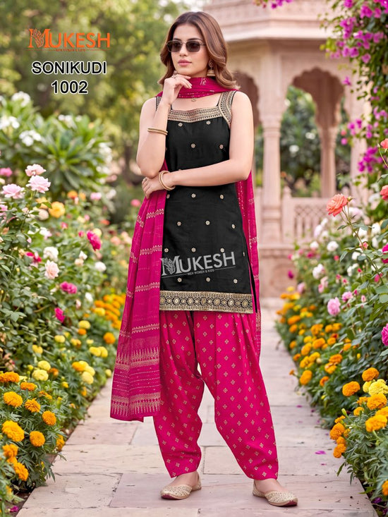 Mukesh Sonikudi Vertican Embroidered Stitched Salwar Suit Set