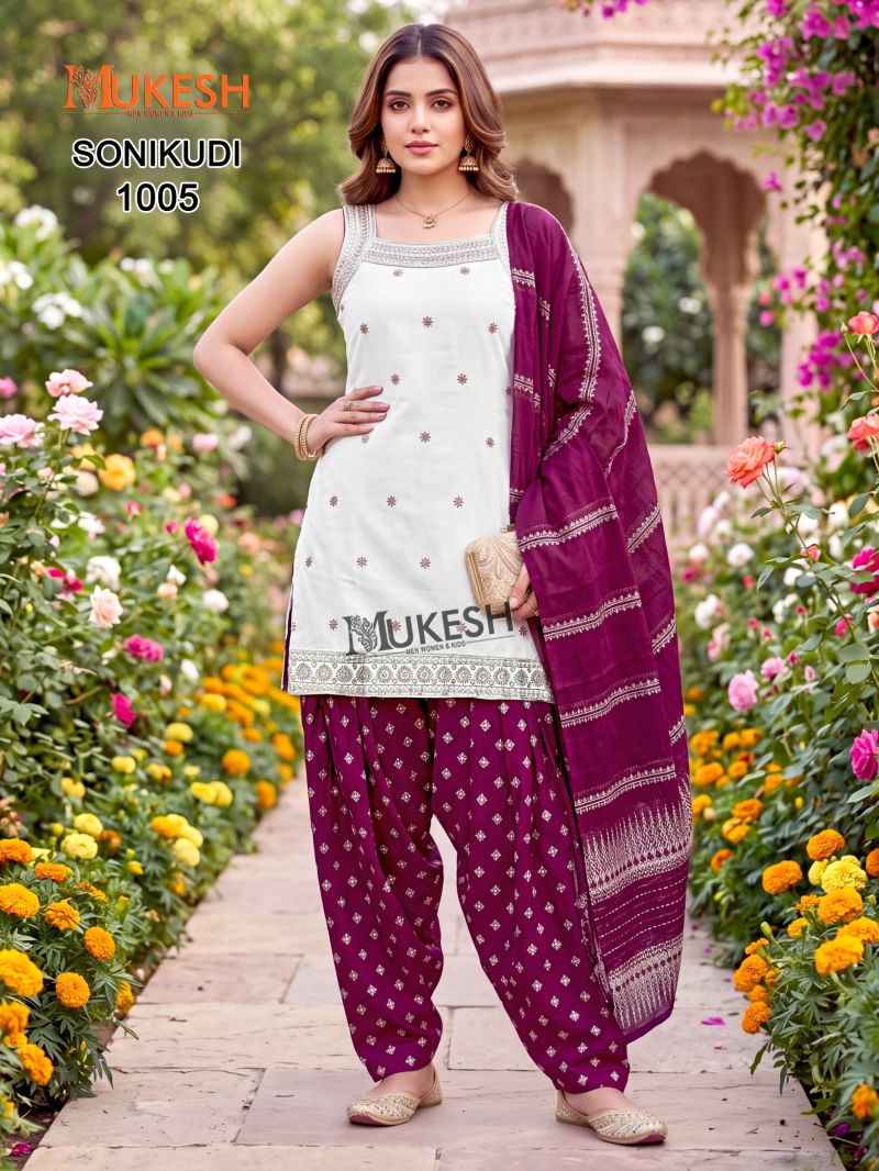 Mukesh Sonikudi Vertican Embroidered Stitched Salwar Suit Set