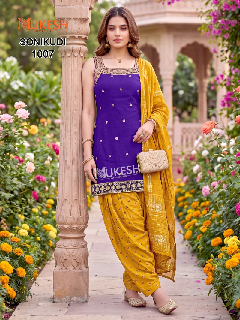 Mukesh Sonikudi Vertican Embroidered Stitched Salwar Suit Set