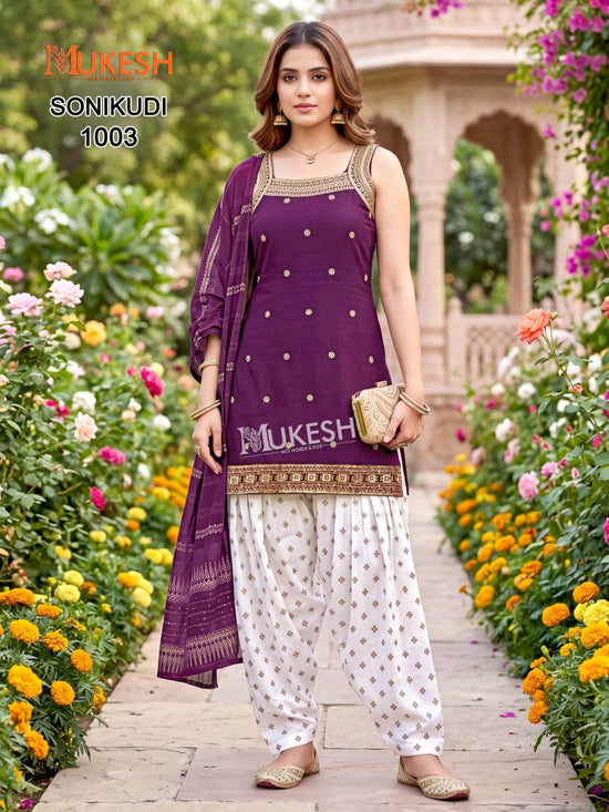 Mukesh Sonikudi Vertican Embroidered Stitched Salwar Suit Set
