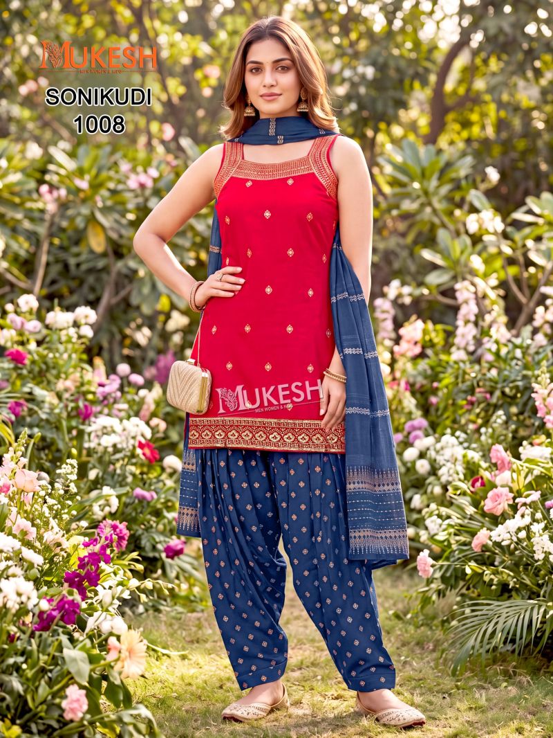 Mukesh Sonikudi Vertican Embroidered Stitched Salwar Suit Set