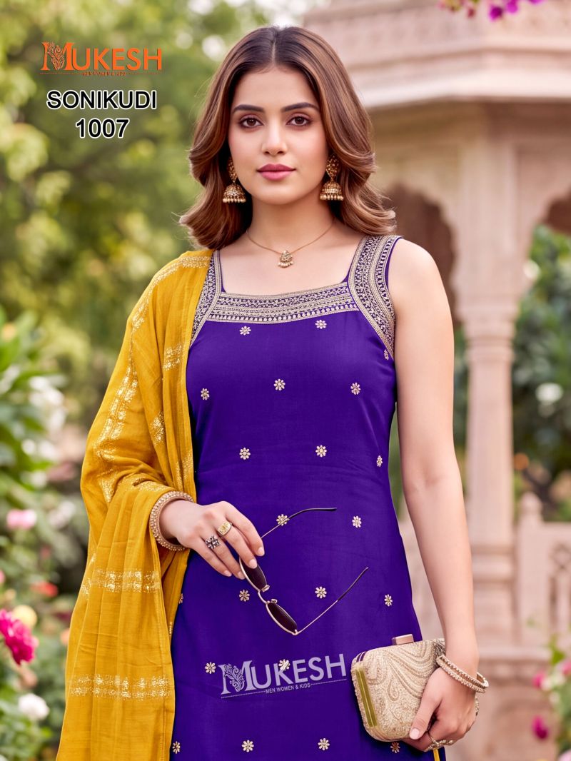 Mukesh Sonikudi Vertican Embroidered Stitched Salwar Suit Set