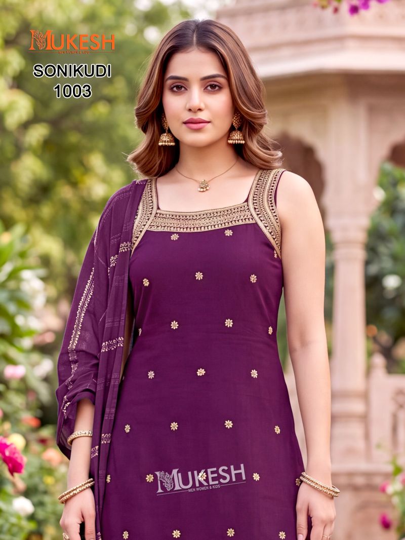 Mukesh Sonikudi Vertican Embroidered Stitched Salwar Suit Set