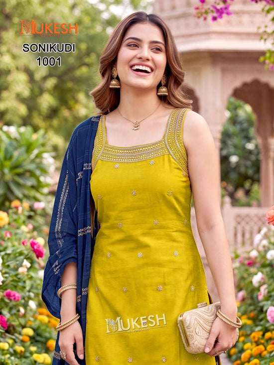 Mukesh Sonikudi Vertican Embroidered Stitched Salwar Suit Set