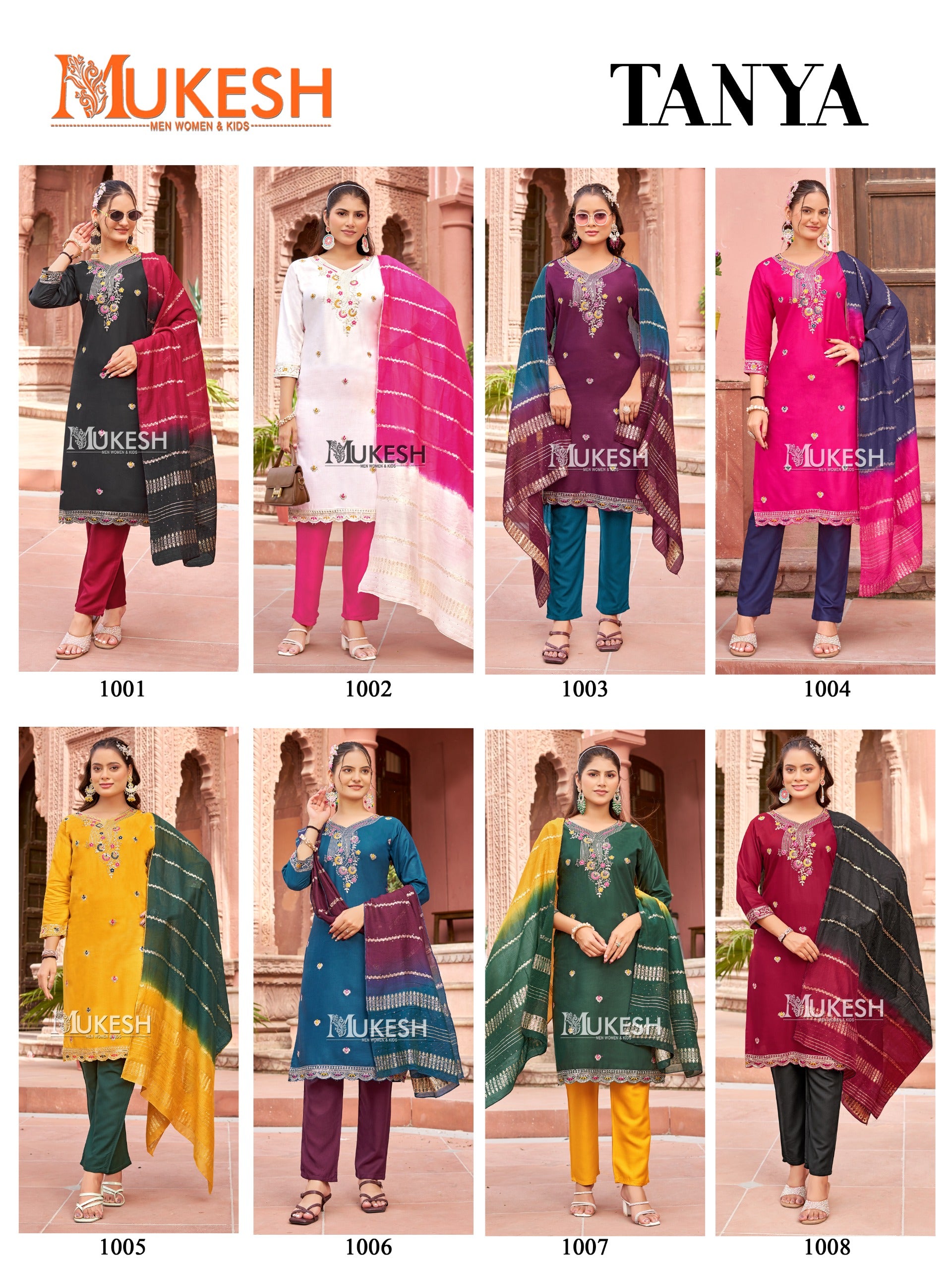 Mukesh Tanya Heavy Rayon Embroidered Kurti Pant Dupatta Set