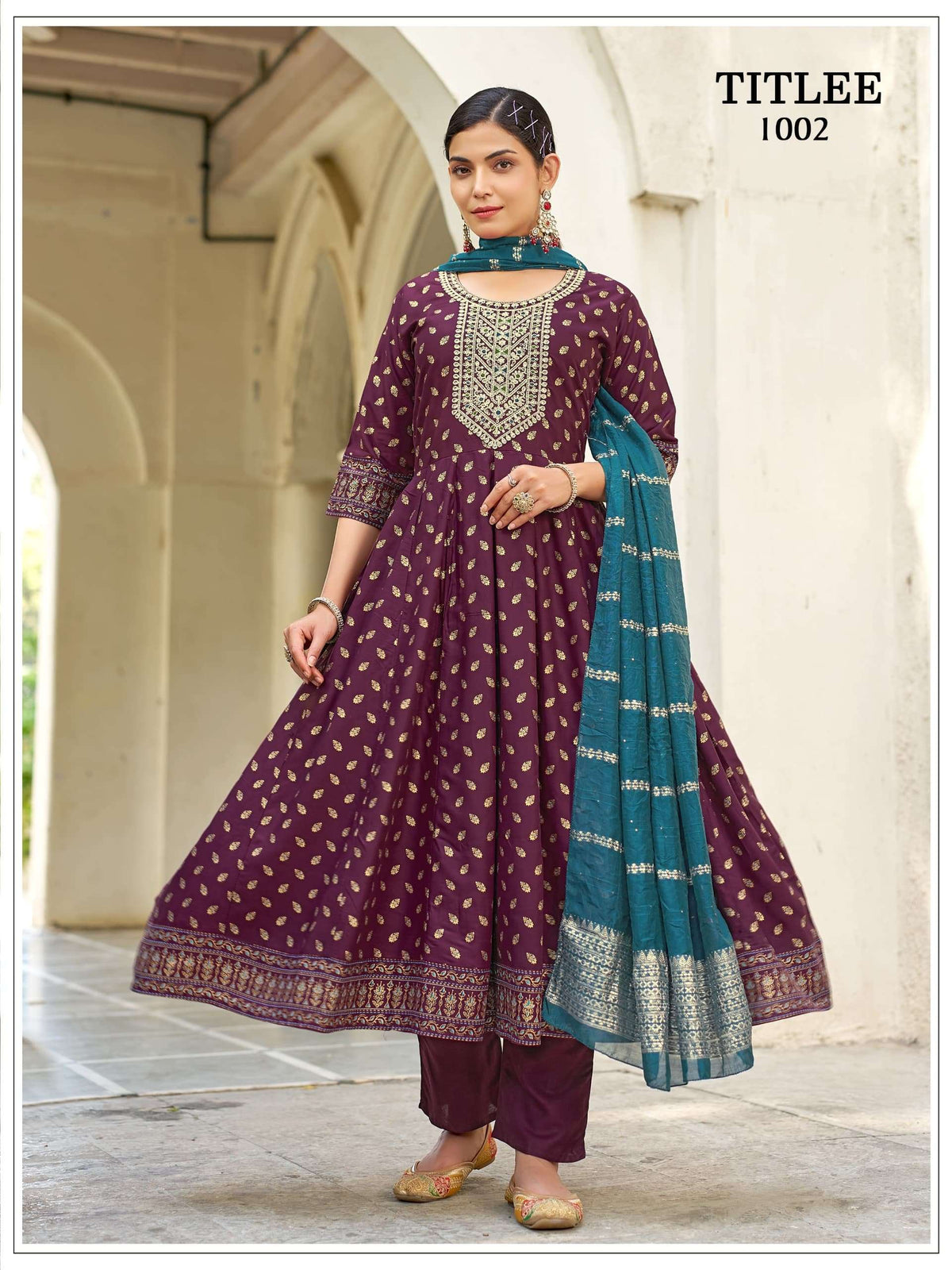 MUKESH Titlee Rayon Anarkali Dress - Amrah Wholesale