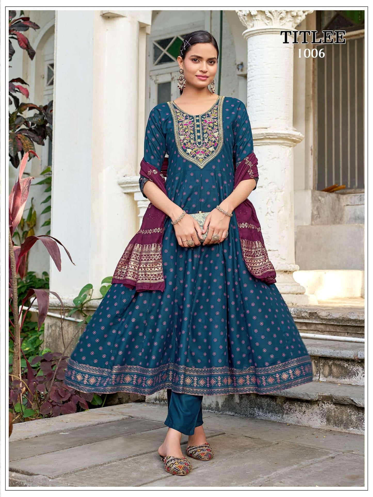 MUKESH Titlee Rayon Anarkali Dress - Amrah Wholesale