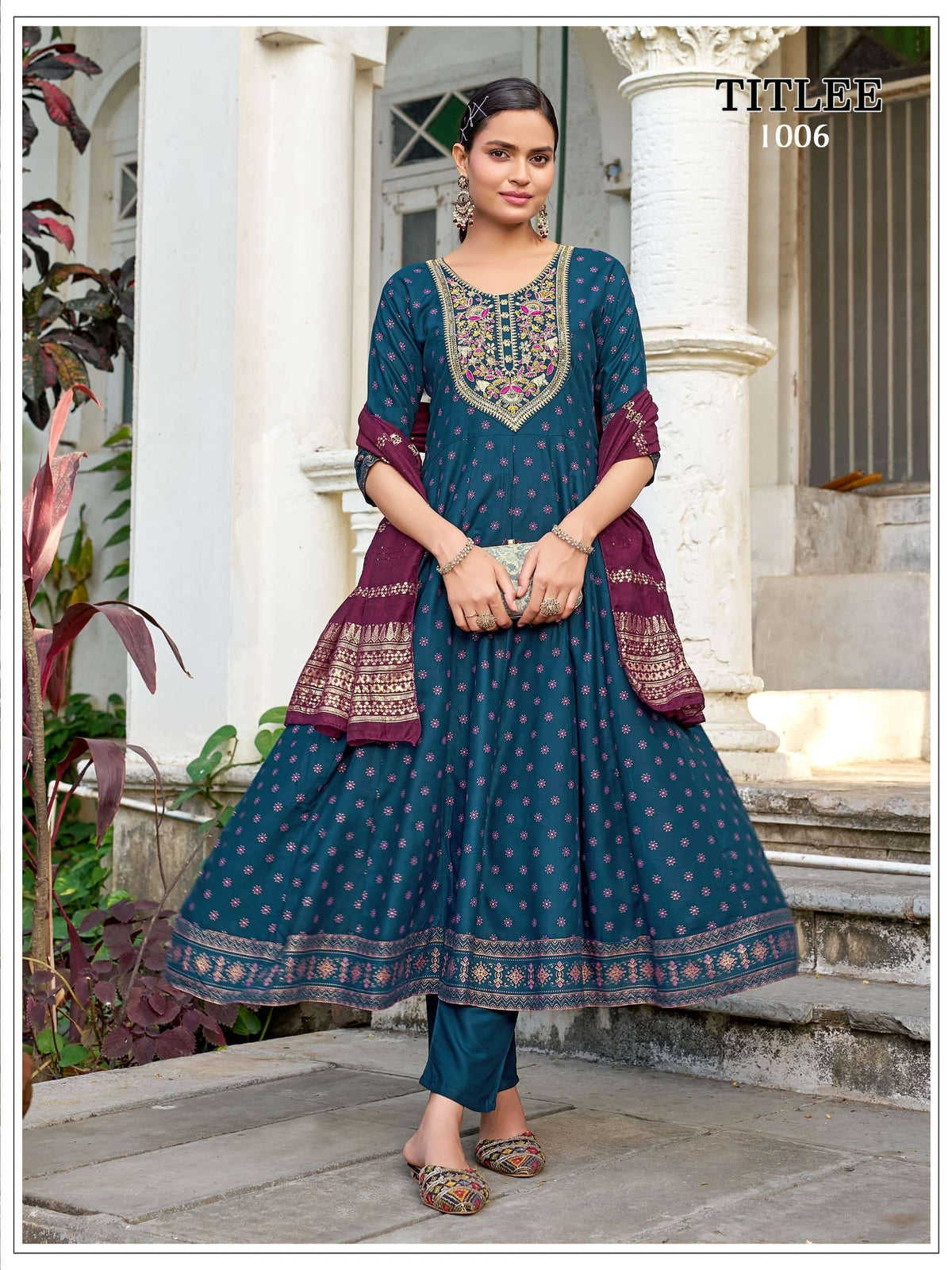 MUKESH Titlee Rayon Anarkali Dress - Amrah Wholesale