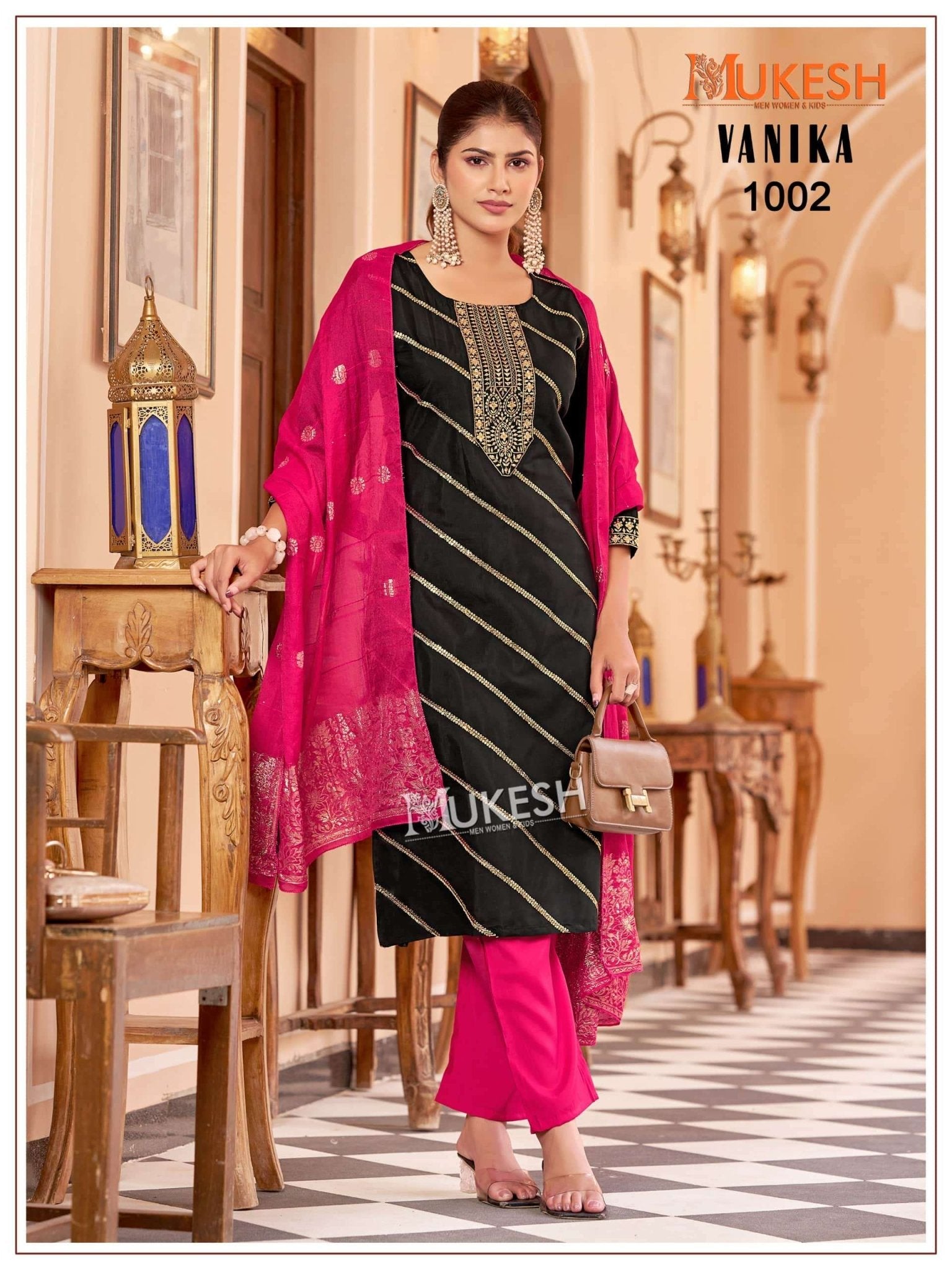 MUKESH VANIKA Roman Silk Embroidered Punjabi Suit Set - Amrah Wholesale