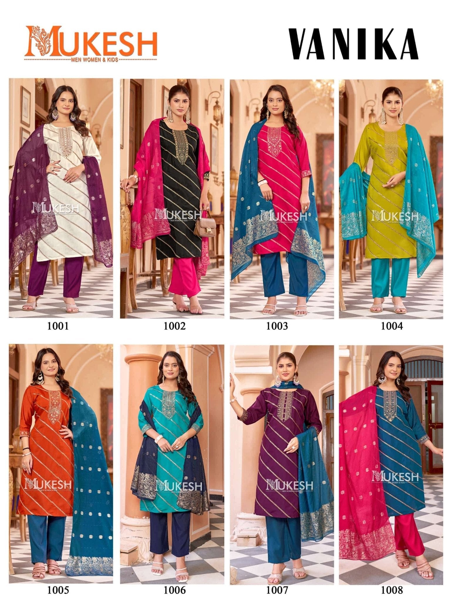 MUKESH VANIKA Roman Silk Embroidered Punjabi Suit Set - Amrah Wholesale