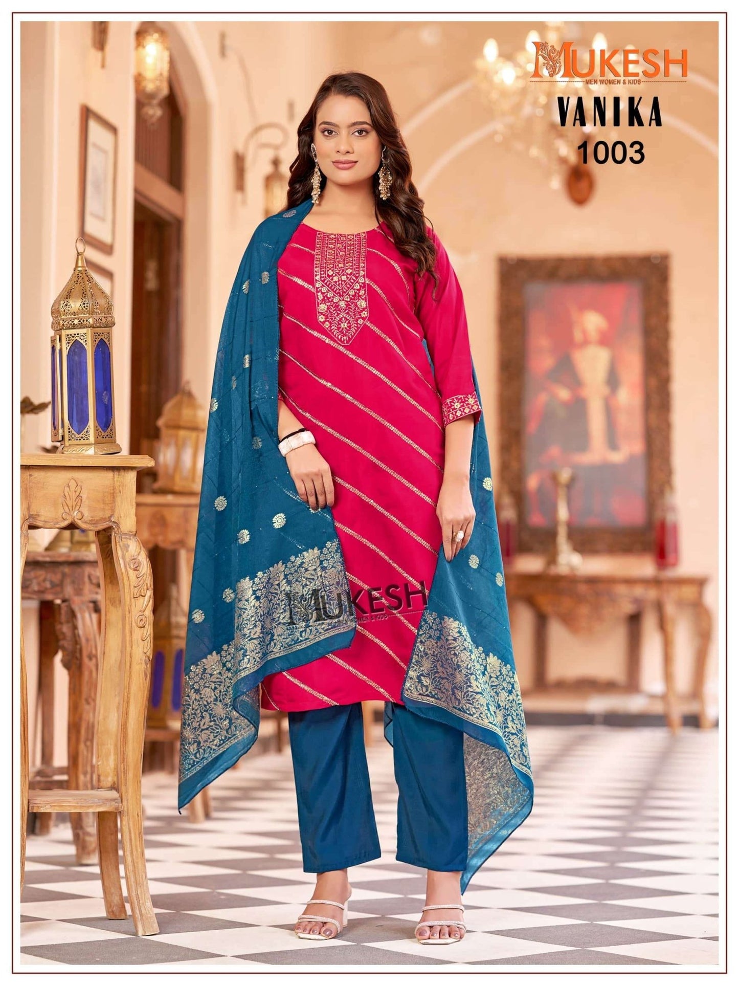 MUKESH VANIKA Roman Silk Embroidered Punjabi Suit Set - Amrah Wholesale