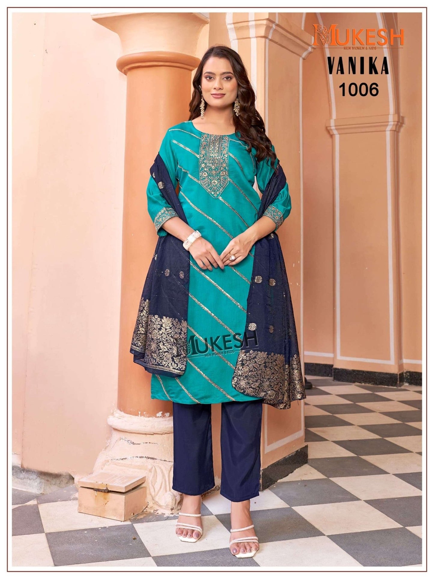 MUKESH VANIKA Roman Silk Embroidered Punjabi Suit Set - Amrah Wholesale