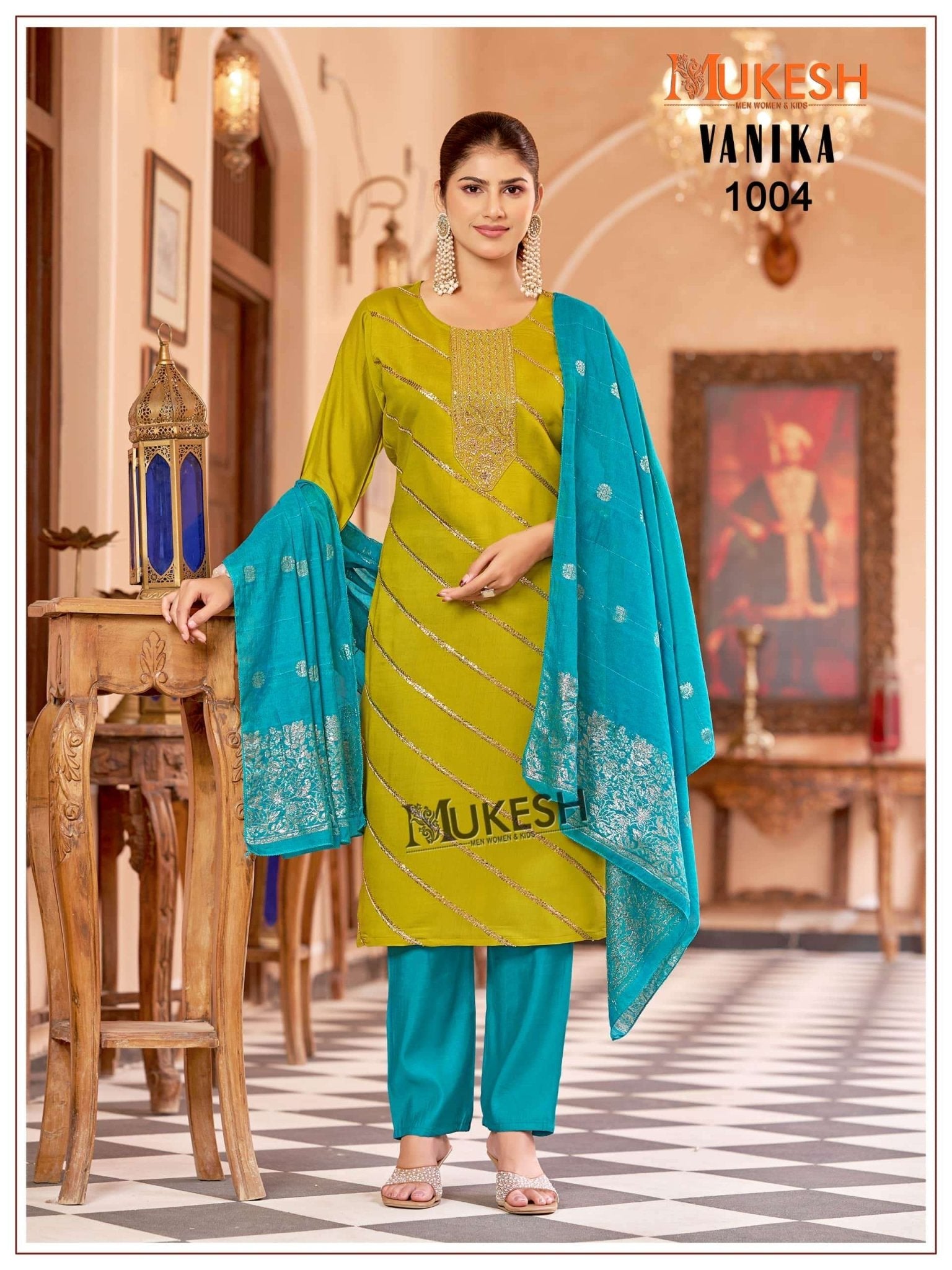 MUKESH VANIKA Roman Silk Embroidered Punjabi Suit Set - Amrah Wholesale