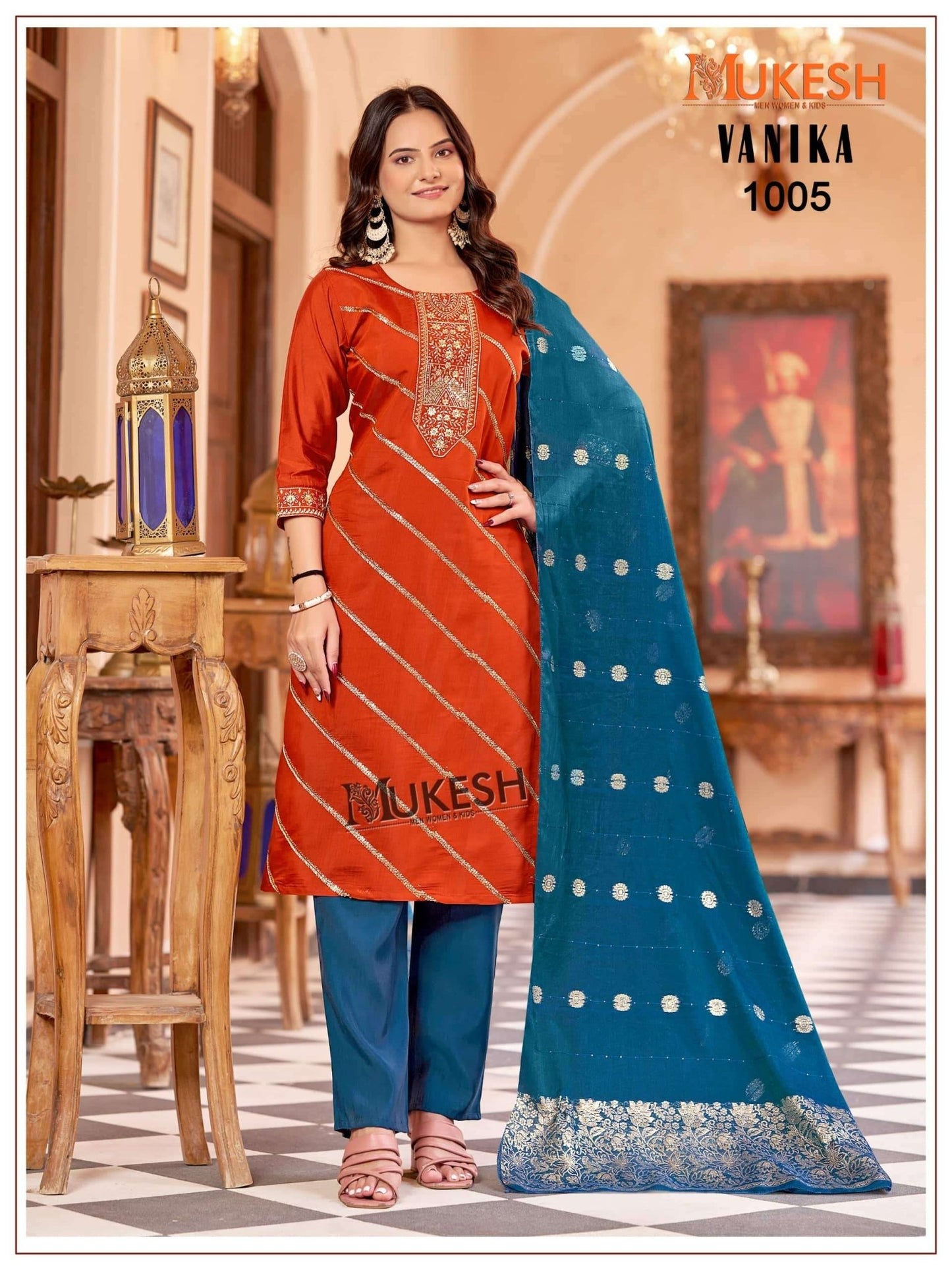 MUKESH VANIKA Roman Silk Embroidered Punjabi Suit Set - Amrah Wholesale
